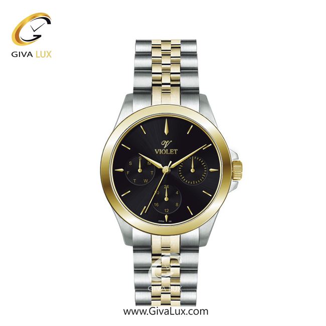 ساعت مچی اورجینال زنانه ویولت VIOLET سه موتوره فول تایم طلایی-نقره ای | طلایی-نقره ای| مشکی| کد رفرنس 0624/2